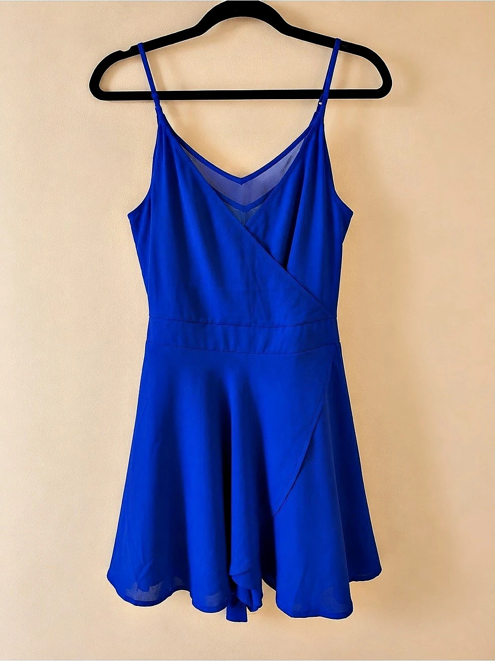 Express Sleeveless Wrap Mini Romper with Tie Waist Blue Size 10